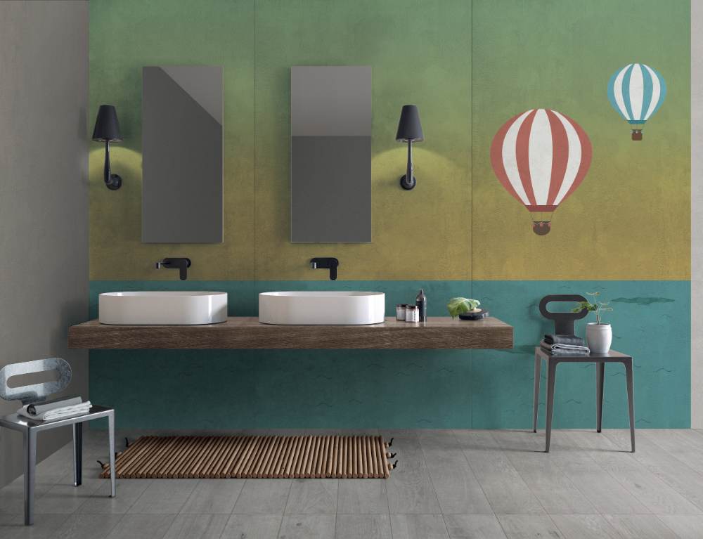 Patterned large porcelain decor slab ABK Wide&Style Baloon C, 160x320 cm, 6 mm, matt