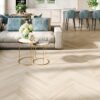 Ash Herringbone Flooring Esta Elegant Frost Ivory Pores 700 mm extra matt lacquered – close-up Ash Herringbone Flooring Esta Elegant Frost Ivory Pores 700 mm extra matt lacquered – 3