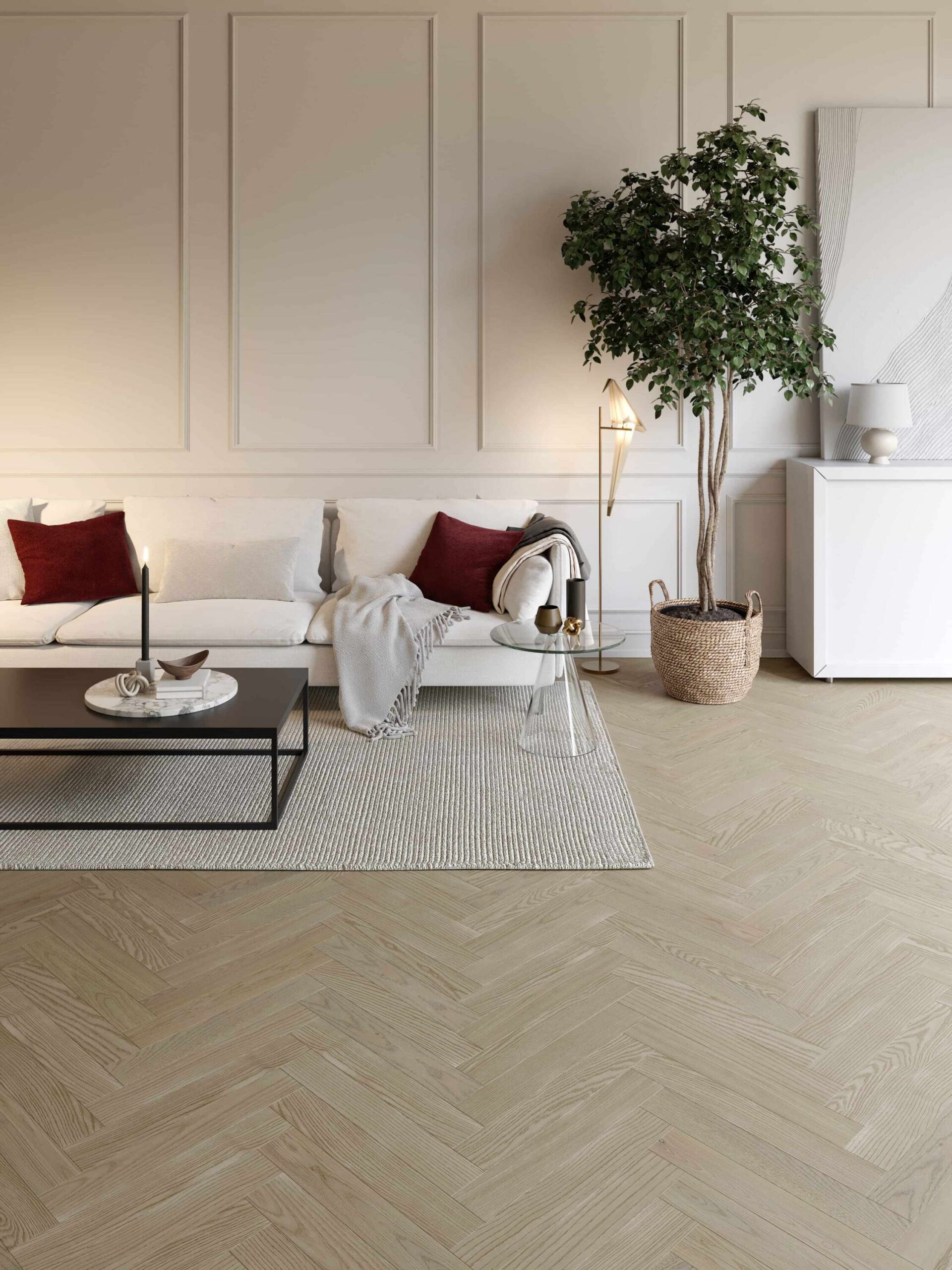 Ash Herringbone Flooring Esta Elegant Sandstone Original 600 mm extra matt lacquered – 2