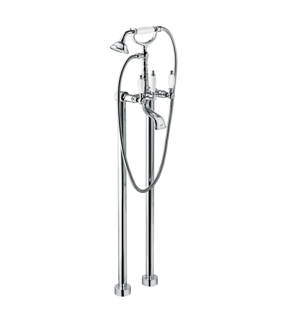 Bath mixer on floor columns Emmevi Decò Ceramic 12161128 with hand shower, chrome Bath mixer on floor columns Emmevi Decò Ceramic 12161128 with hand shower