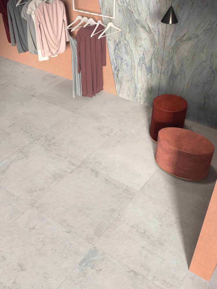 Concrete effect porcelain floor tile ABK Ghost Ivory, 60x120 cm, 8.5 mm, natural matt, slip-resistant R10 – 3
