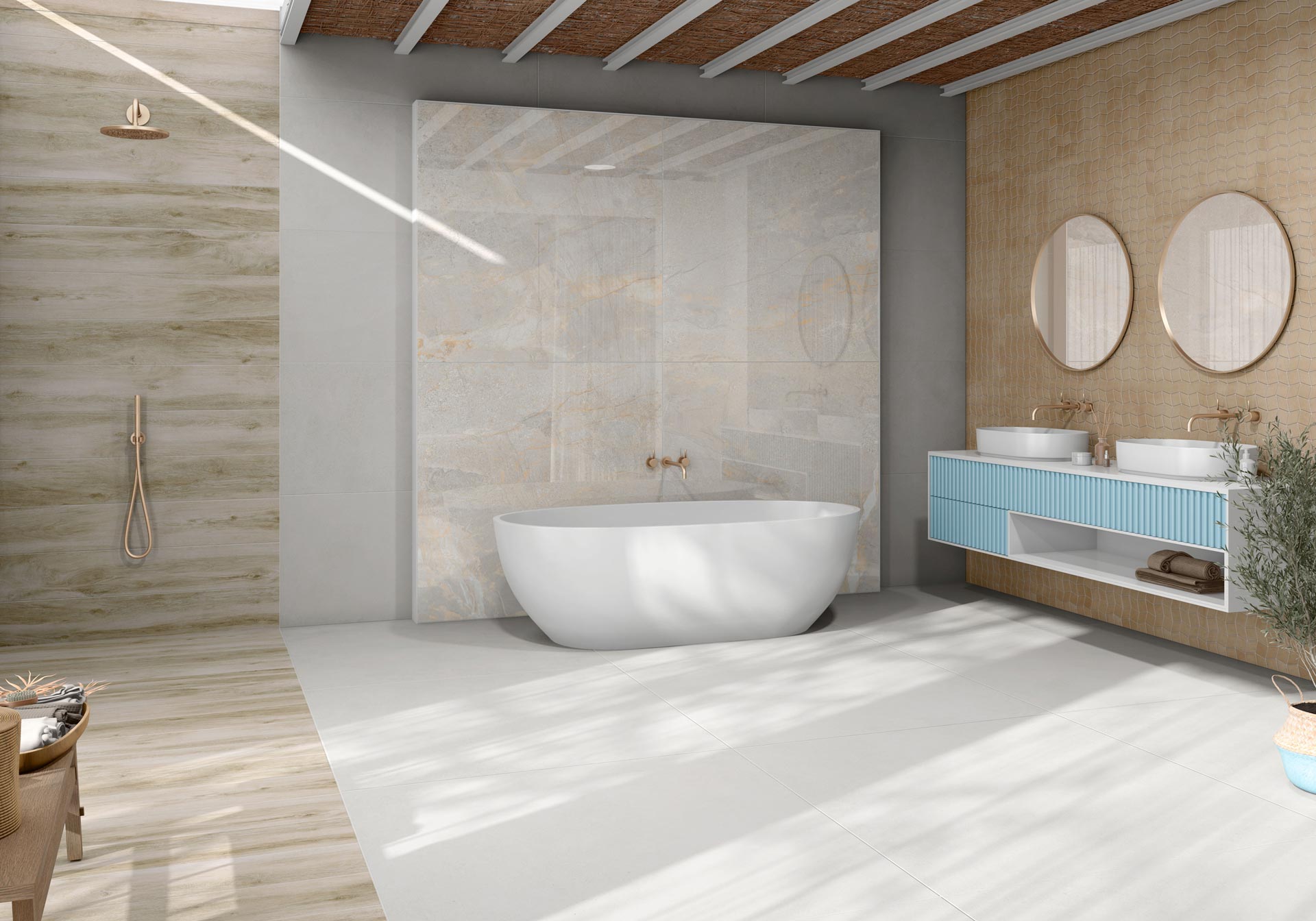 Concrete effect matt porcelain floor tile Tau Integra White, 30x60 cm, 9 mm, white, R10, rectified – 3