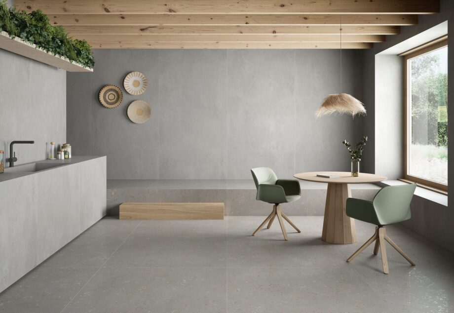 Concrete effect matt porcelain floor tile Tau Lema Silver, 60x120 cm, 10.5 mm, silver grey, R10, rectified – 2