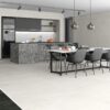 Concrete effect porcelain Tau Lema White, white – view 3 Concrete effect matt porcelain floor tile Tau Lema White, 90x90 cm, white, R10, rectified – 3