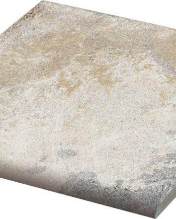Bullnose slate-effect porcelain edge tile Dune Ardesia Chiara Bullnose, 14.7x14.7 cm, 8 mm, light quartzite grey, R12