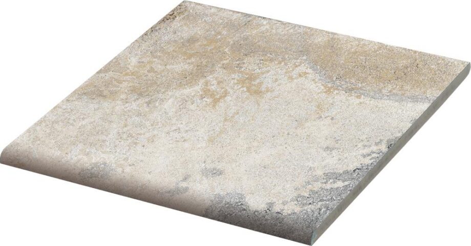 Bullnose slate-effect porcelain edge tile Dune Ardesia Chiara Bullnose, 14.7×14.7 cm, 8 mm, light quartzite grey, R12 Bullnose slate-effect porcelain edge tile Dune Ardesia Chiara Bullnose, 14.7x14.7 cm, 8 mm, light quartzite grey, R12