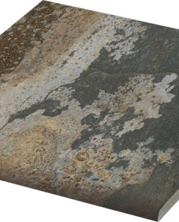 Bullnose slate-effect porcelain edge tile Dune Ardesia Multicolore Bullnose, 14.7x14.7 cm, 8 mm, multicoloured, R12