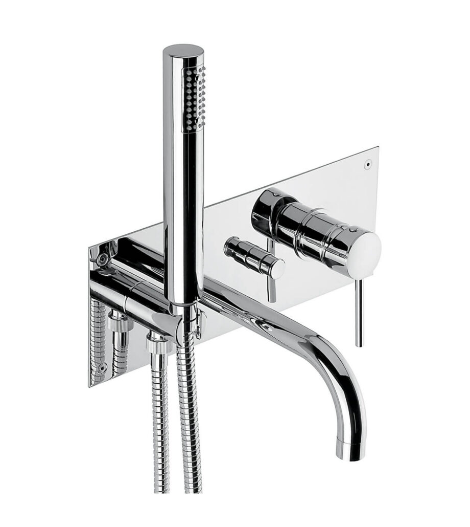 Concealed bath mixer Emmevi Piper 45051 with spout and hand shower, chrome Concealed bath mixer Emmevi Piper 45051 with spout and hand shower