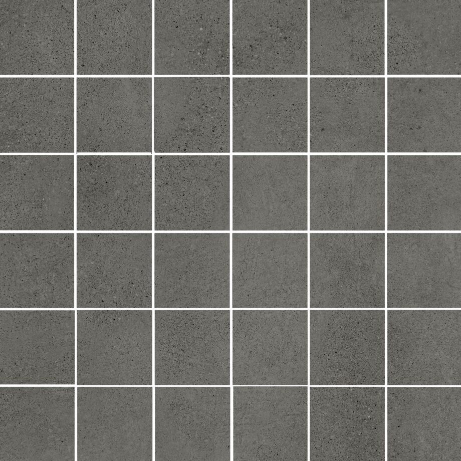Concrete effect porcelain mosaic tile Tau Integra Graphite 5x5, 30x30 cm, graphite grey