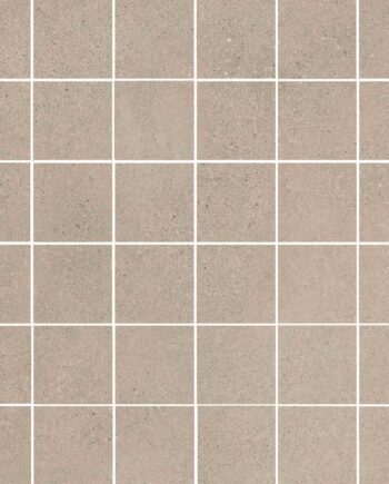 Concrete effect porcelain mosaic tile Tau Integra Greige 5x5, 30x30 cm, greige