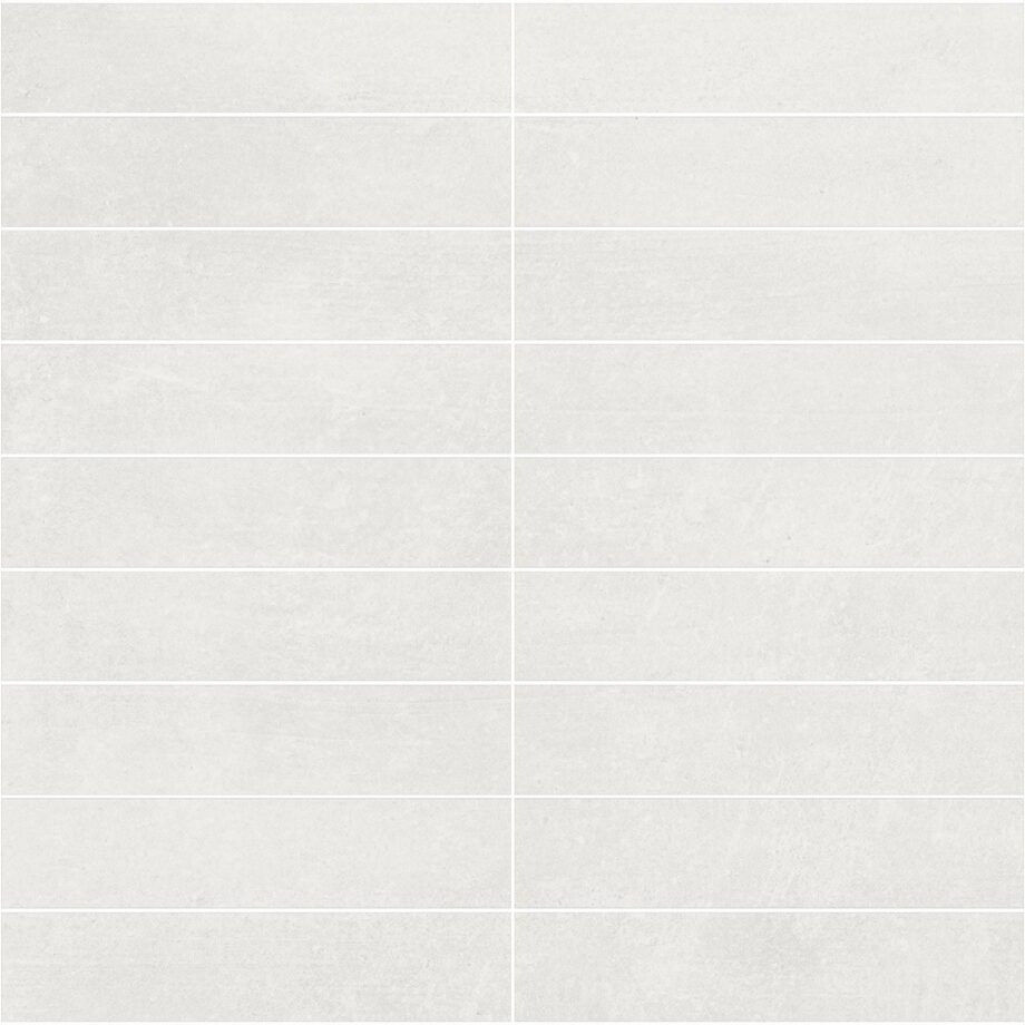 Concrete effect porcelain mosaic tile Tau Lema White 3×15, 30×30 cm, white Concrete effect porcelain mosaic tile Tau Lema White 3x15, 30x30 cm, white