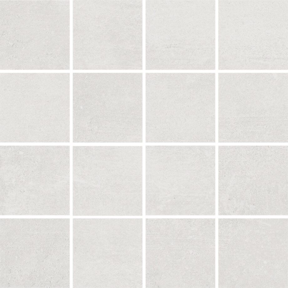 Concrete effect porcelain mosaic tile Tau Lema White 7x7, 30x30 cm, white