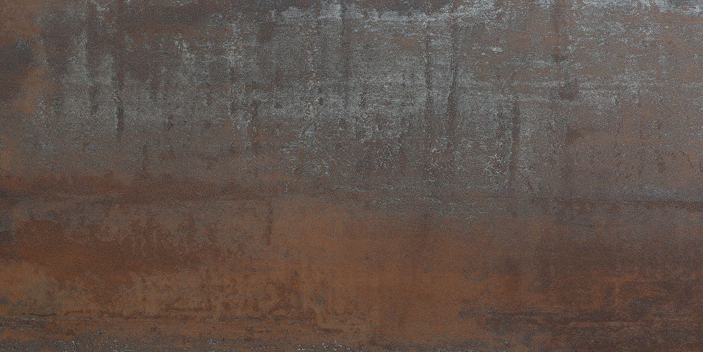 Corten steel-effect porcelain floor tile Tau Corten A, 30x60 cm, 10.5 mm, rust brown, rectified
