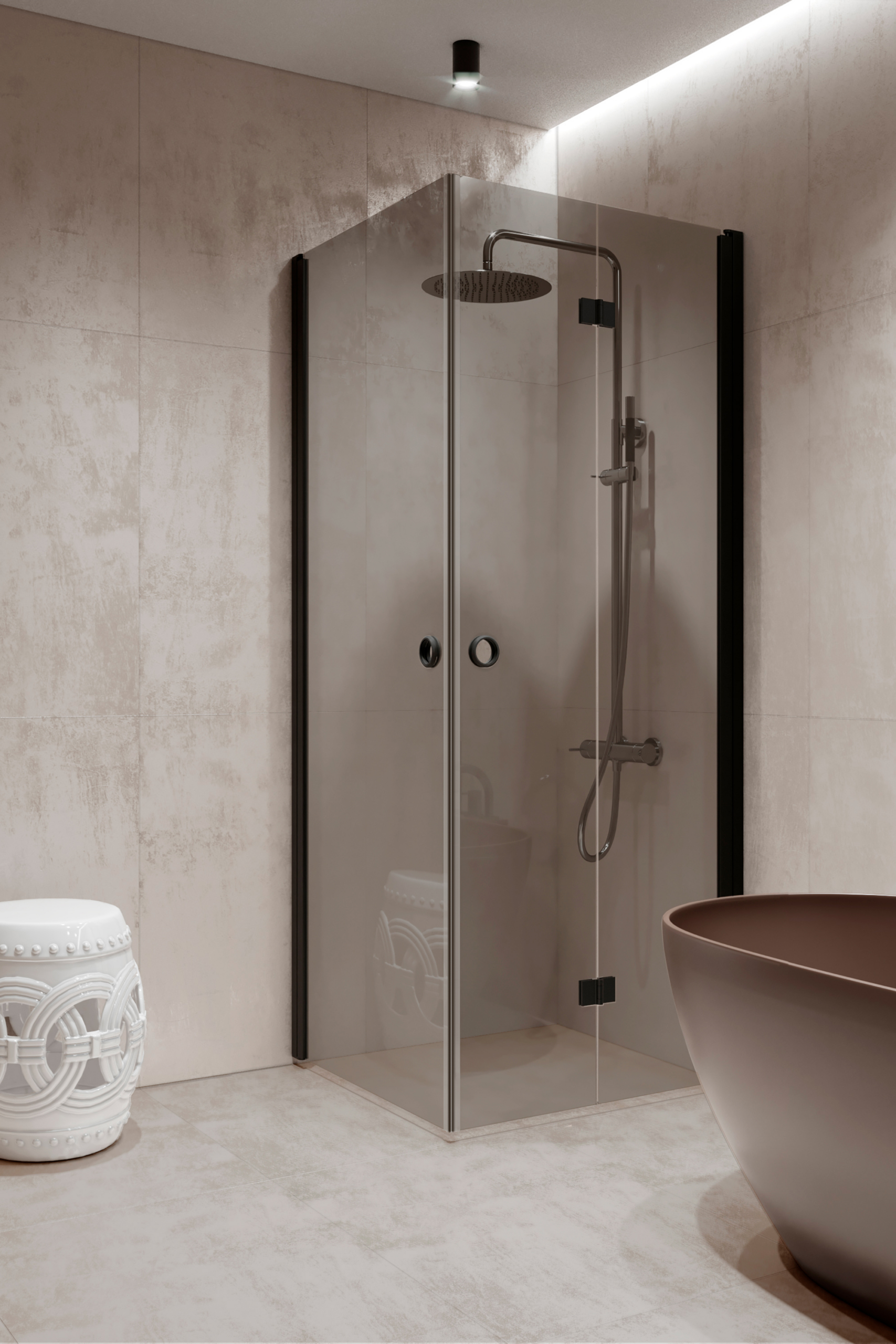 Shower enclosure Hietakari Forma 373, black frame, grey tinted glass Shower enclosure Hietakari Forma 373, black frame, grey tinted glass