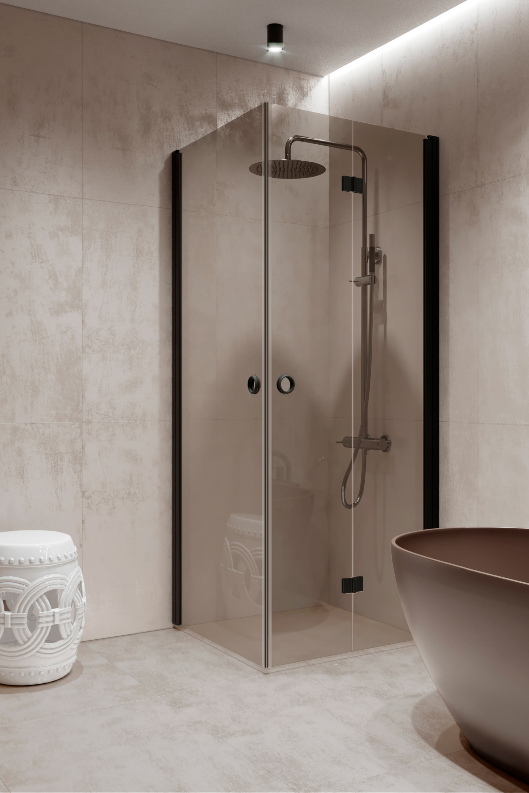 Shower enclosure Hietakari Forma 373, black frame, bronze tinted glass Shower enclosure Hietakari Forma 373, black frame, bronze tinted glass