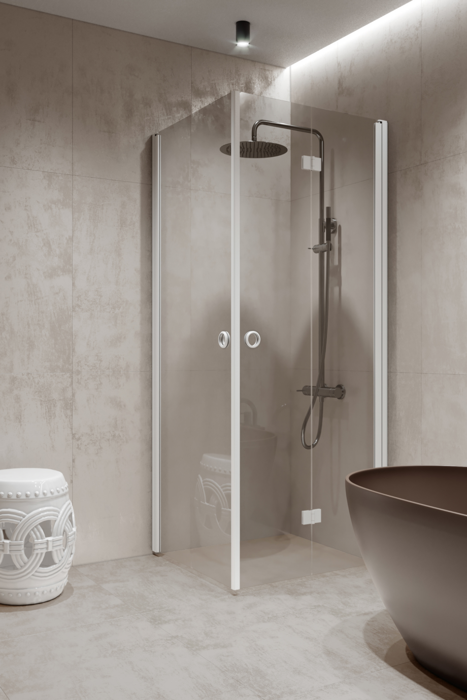 Shower enclosure Hietakari Forma 373, white frame, super bright glass Shower enclosure Hietakari Forma 373, white frame, super bright glass