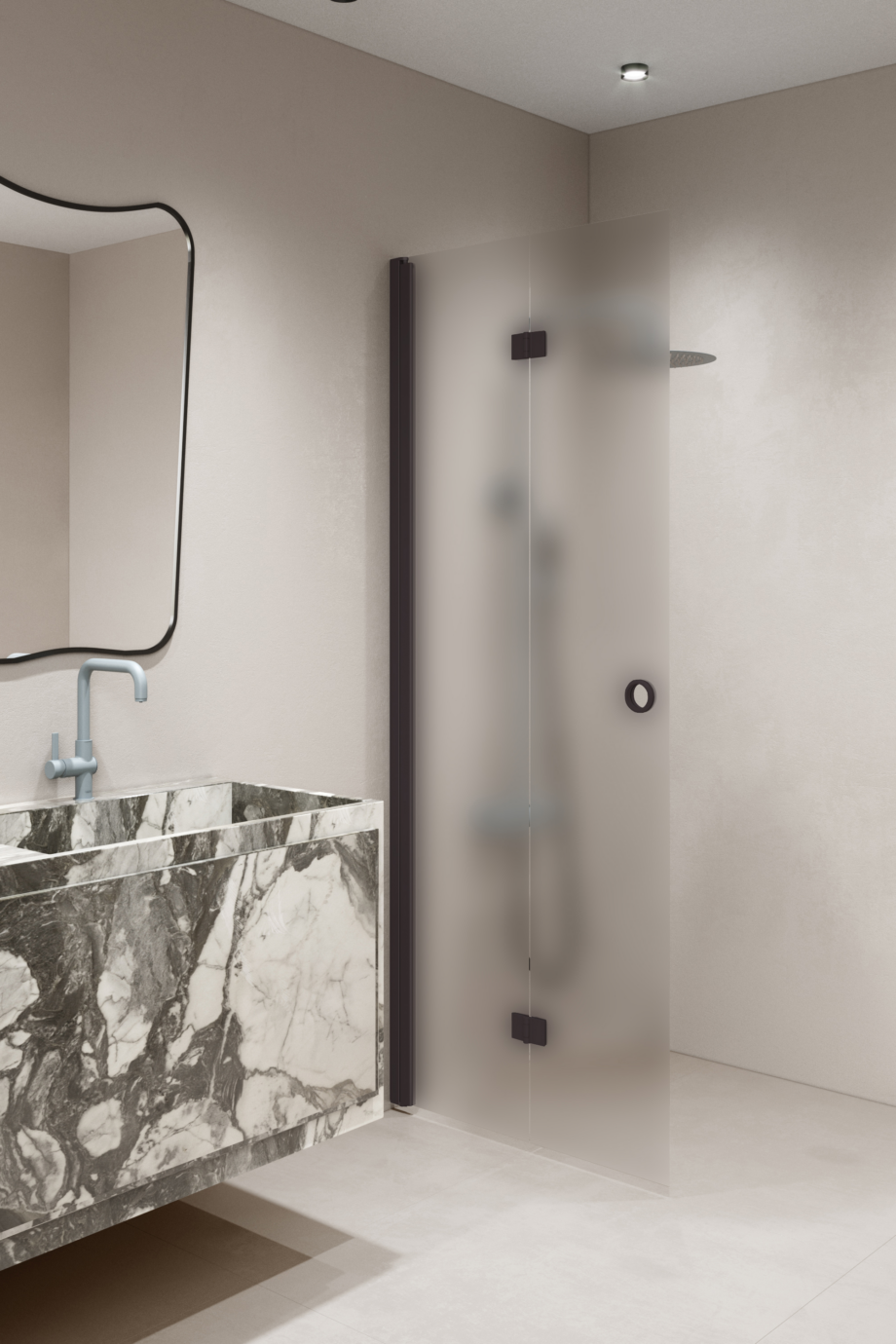 Folding shower screen Hietakari Forma 303, Cocoa frame, super bright satin glass Folding shower screen Hietakari Forma 303, Cocoa frame, super bright satin glass
