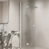 Folding shower screen Hietakari Forma 303, white frame, satin frosted glass Folding shower screen Hietakari Forma 303, white frame, satin frosted glass