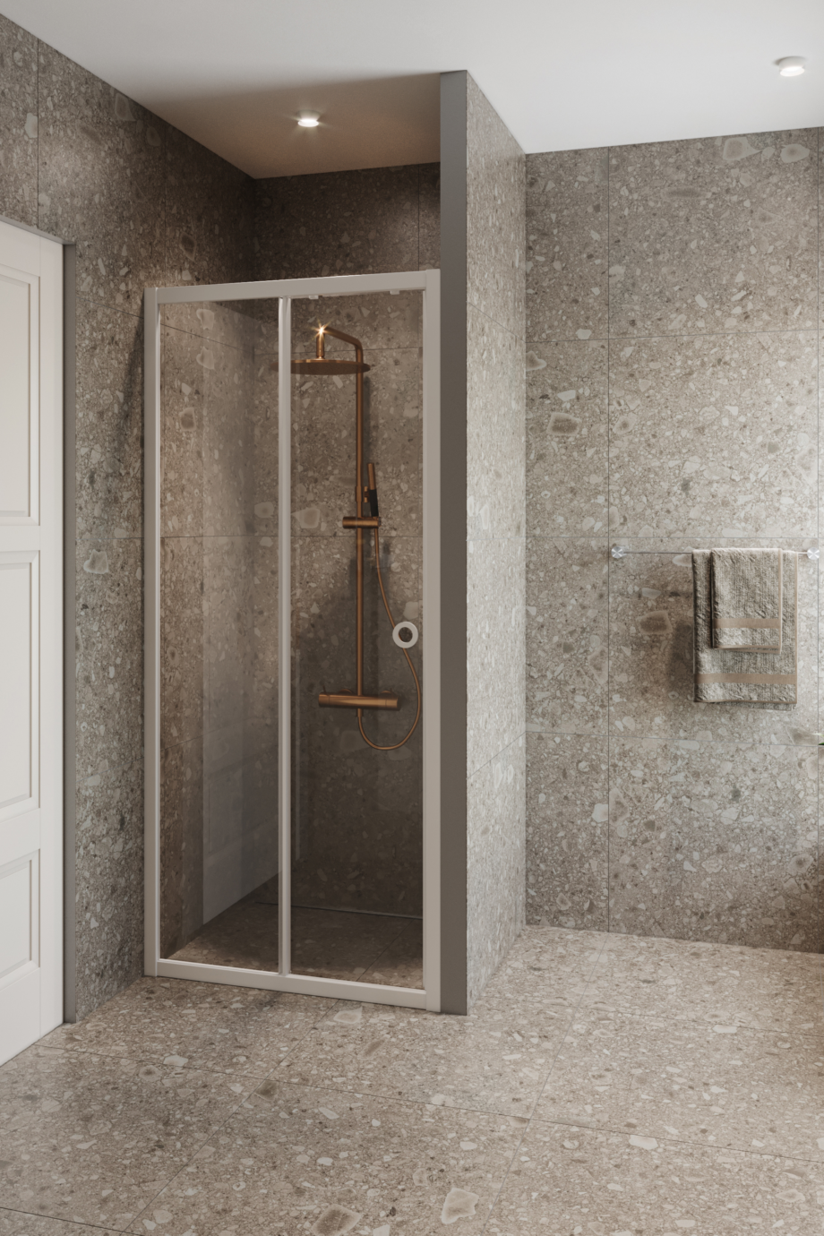 Alcove shower screen Hietakari Forma 462, white frame, super bright glass Alcove shower screen Hietakari Forma 462, white frame, super bright glass
