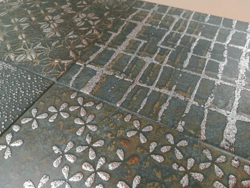 Ethnic-pattern metal-effect porcelain floor tile Dune Diurne Oxide Ethnic, 20x20 cm, 9 mm, rust brown – 4