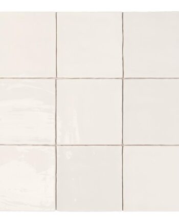 Handcrafted-look relief ceramic wall tile Dune Tabarca Blanco, 15x15 cm, 9 mm, white