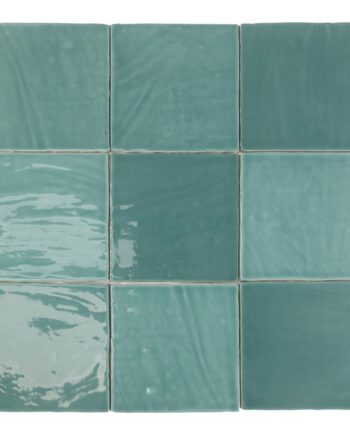 Handcrafted-look relief ceramic wall tile Dune Tabarca Turquesa, 15x15 cm, 9 mm, turquoise