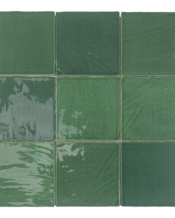 Handcrafted-look relief ceramic wall tile Dune Tabarca Verde, 15x15 cm, 9 mm, green
