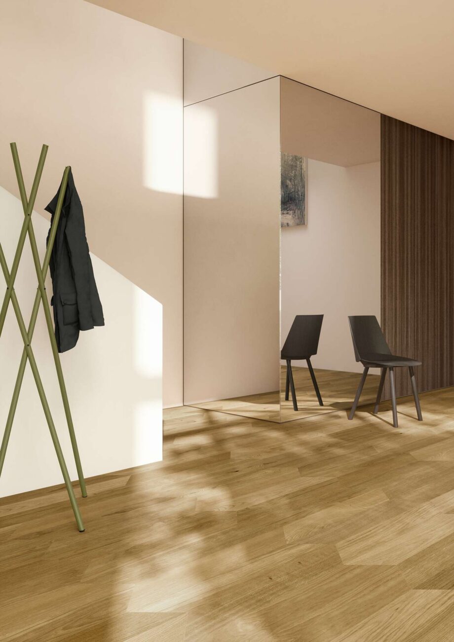 Herringbone Flooring Bauwerk Formpark Rombico Oak Mandorla 14 oiled brushed – interior Herringbone Flooring Bauwerk Formpark Rombico Oak Mandorla 14 oiled brushed – 2