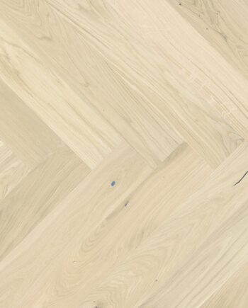Herringbone parquet Oak, Bianco, 1-strip, beveled, brushed, stained, matt lacquer, click