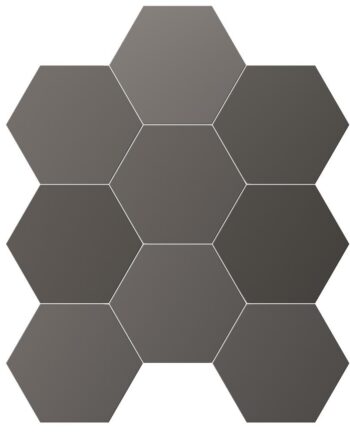 Hexagonal porcelain tile with shade variation Dune Chicago Exa Charcoal, 21.5x25 cm, 9 mm, charcoal grey, R10