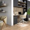 Parkett Tarkett, Grace, Tamm White Canvas (valge) TreS, 3-lip, harjatud, Proteco 5 Tammeparkett Tarkett Grace White Canvas TreS kodukontoris