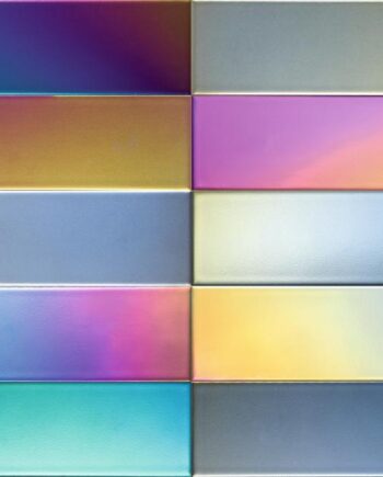 Iridescent ceramic wall tile Dune Flat Rainbow, 7.5x30 cm, 8 mm, rainbow iridescent
