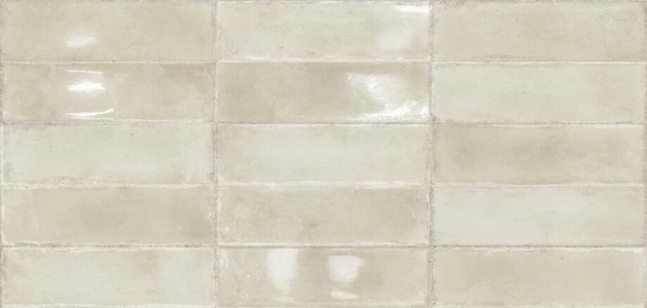 Handcrafted-look glossy ceramic wall tile Dune Atlantique Amande, 6.9x24 cm, 9 mm, almond beige – 2