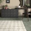 porcelain floor tile Dune Atlantique Olive, 20×20 9 olive – view 3 Patterned encaustic-look porcelain floor tile Dune Atlantique Saint-Michel Olive, 20x20 cm, 9 mm, glass paste relief – 3