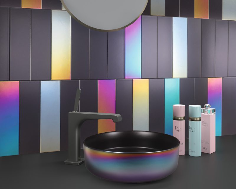 Iridescent ceramic wall tile Dune Flat Rainbow, 7.5x30 cm, 8 mm, rainbow iridescent – 2