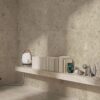 Stone-effect matt porcelain floor tile Tau Qatar Sand, 100x100 cm, sand beige, rectified – 2