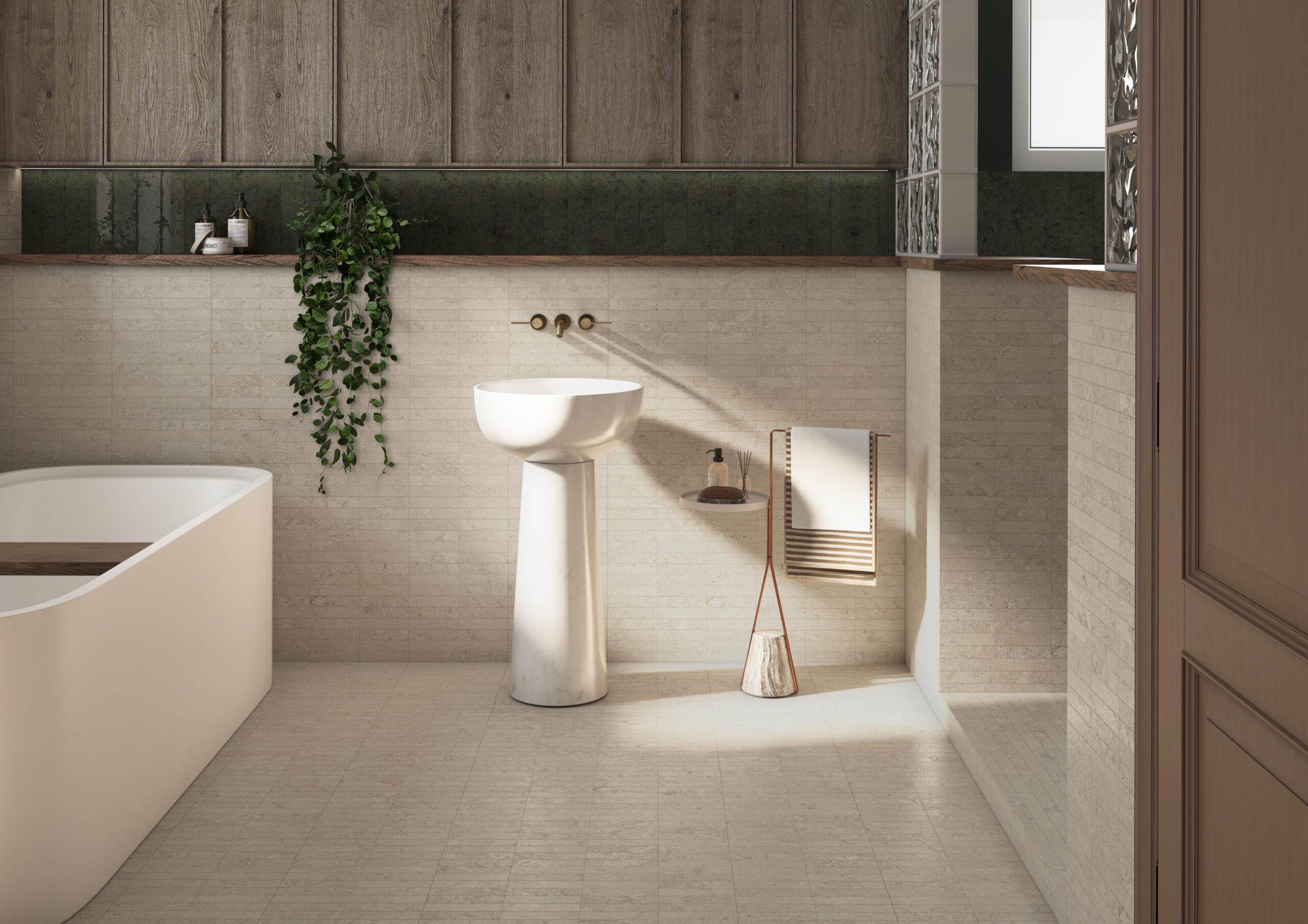 Stone-effect matt porcelain floor tile Tau Dorset Sand, 60x120 cm, sand beige, rectified – 4