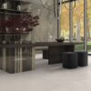 Stone-effect matt porcelain floor tile Tau Dorset White, 100x100 cm, white, rectified – 4