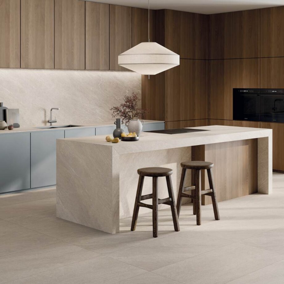 Stone effect porcelain floor tile ABK Cliff Ivory, 80x80 cm, 8.5 mm, natural matt, slip-resistant R10 – 3
