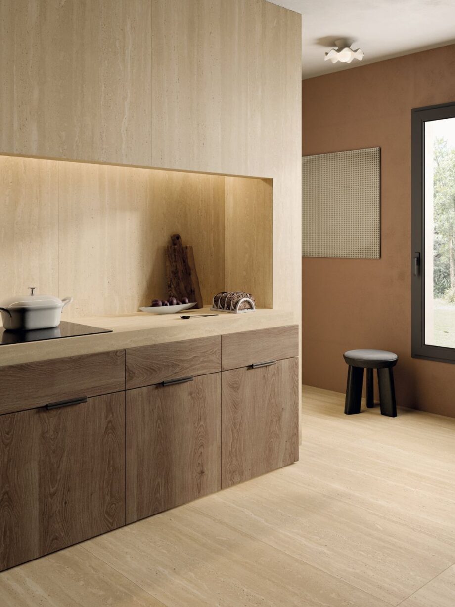 Stone effect porcelain tiles ABK Sensi Roma Cream, 120x120 cm, 8.5 mm, natural matt, slip-resistant R10 – 3