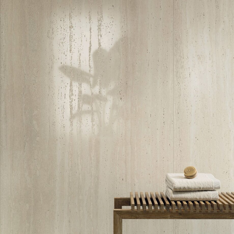Stone effect porcelain ABK Sensi Roma Ivory – view 5 Stone effect porcelain tiles ABK Sensi Roma Ivory, 80x80 cm, 8.5 mm, natural matt, slip-resistant R10 – 5