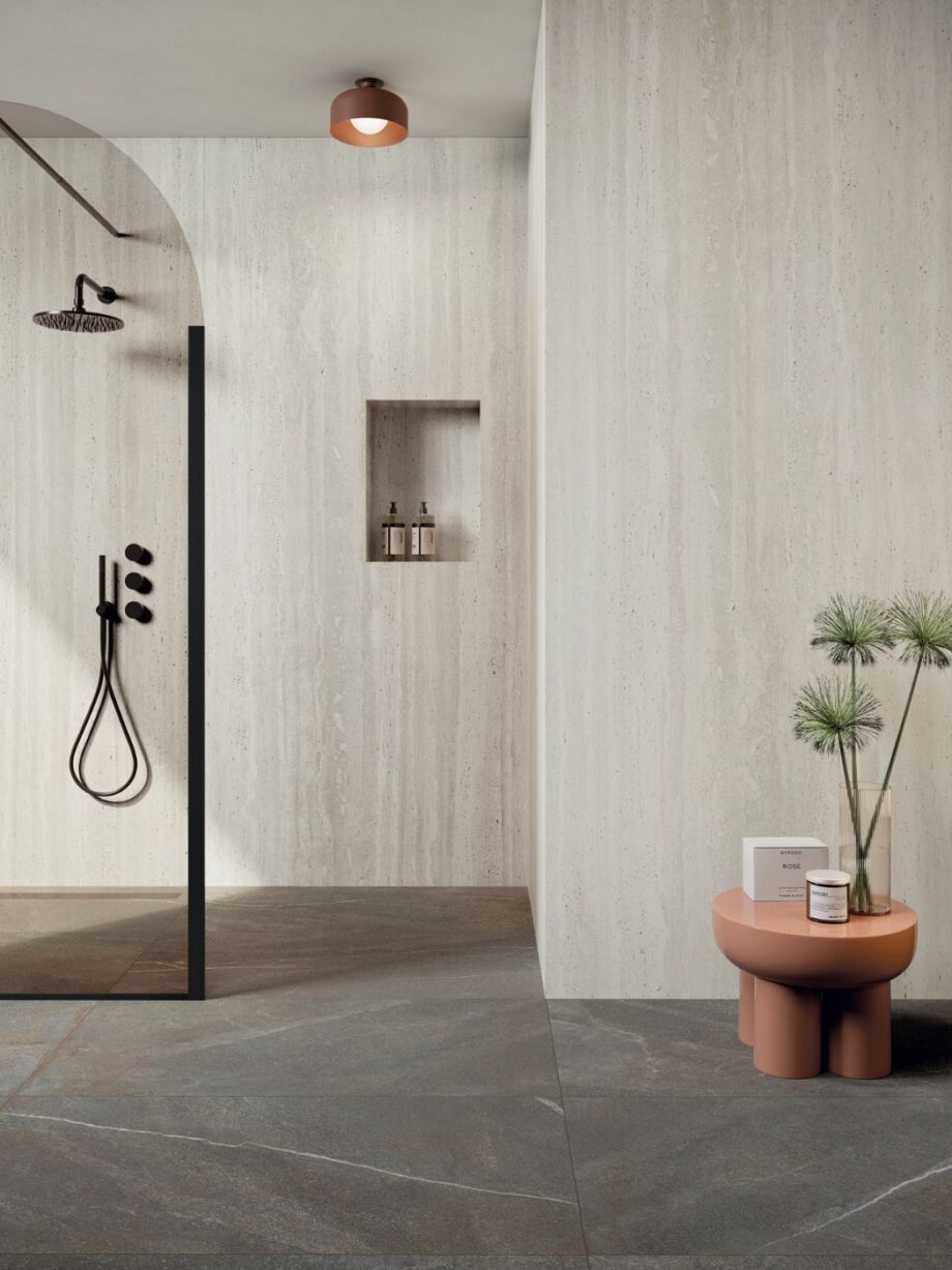 Stone effect porcelain tiles ABK Sensi Roma White, 60x120 cm, 8.5 mm, textured, slip-resistant R11 – 3