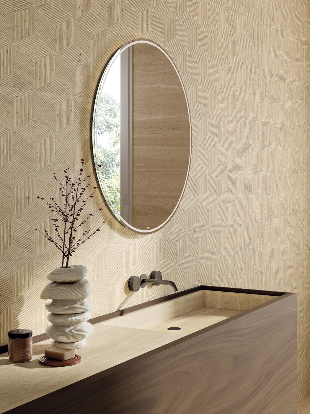 Stone effect decorative tile ABK Sensi Roma Cube Cream, 60x120 cm, 8.5 mm, matt – 3