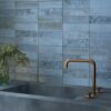Porcelain tile with three-strip relief Dune Terraluz Azul, 14.7×14.7 cm, 8 mm, blue – view 3 Porcelain tile with three-strip relief Dune Terraluz Azul, 14.7x14.7 cm, 8 mm, blue – 3