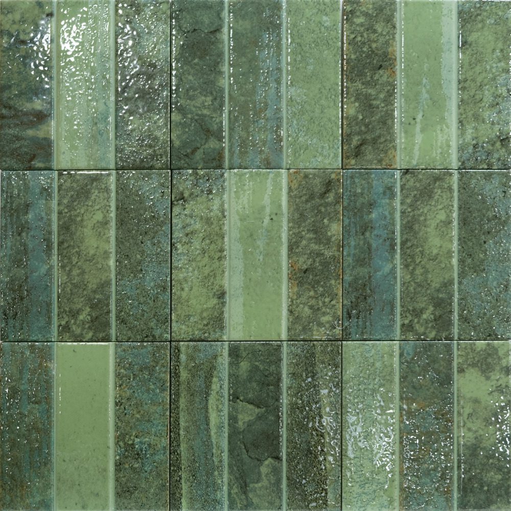 Porcelain tile with three-strip relief Dune Terraluz Verde, 14.7x14.7 cm, 8 mm, green – 2