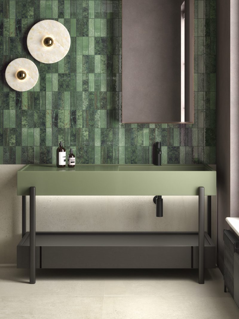 Porcelain tile with three-strip relief Dune Terraluz Verde, 14.7x14.7 cm, 8 mm, green – 3