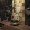 Glossy gold metallic relief ceramic wall tile Dune Tabarca Gold Glossy, 15x15 cm, 9 mm – 2
