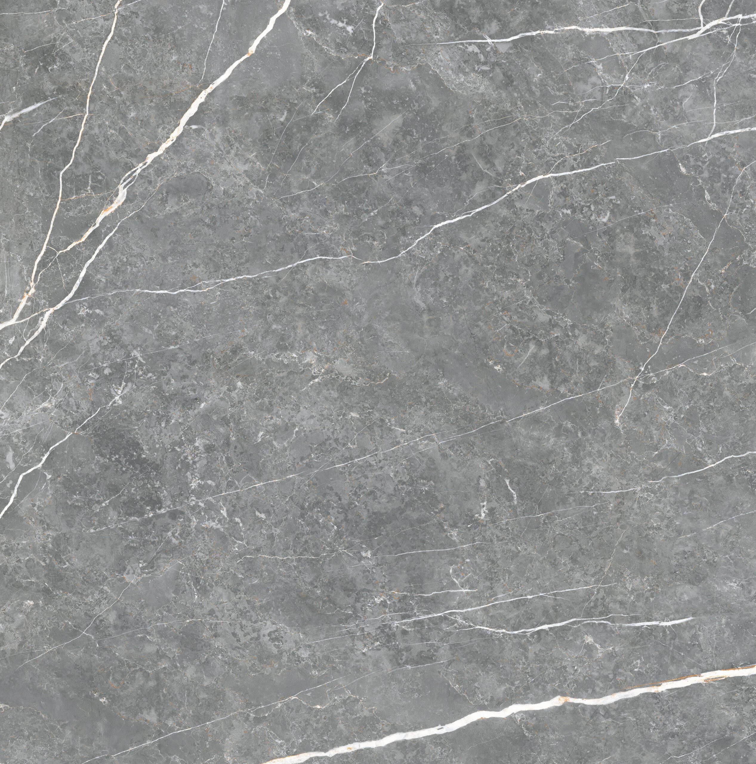 Marble-effect matt porcelain floor tile Tau Elite Graphite, 90x90 cm, graphite grey, R10, rectified