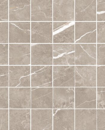 Marble-effect matt porcelain mosaic tile Tau Elite Greige 5x5, 30x30 cm, greige