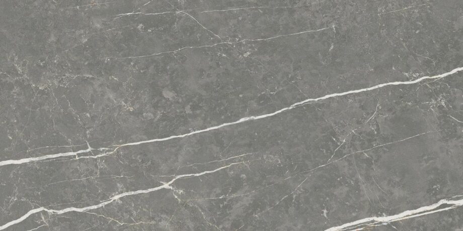 Marble-effect polished porcelain floor tile Tau Elite Graphite Pol, 30x60 cm, 9.5 mm, graphite grey, rectified